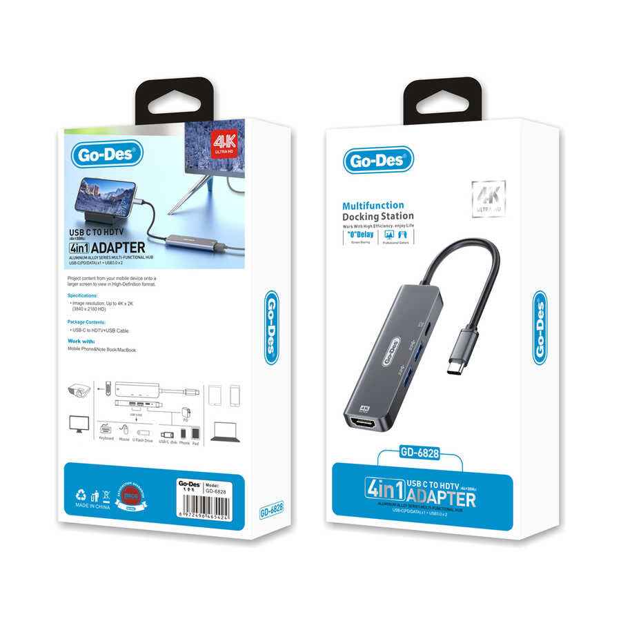 Go Des GD-6828 Type-c to HDTV 4 in 1 Dönüştürücü Adaptör