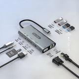 Go Des GD-6907 11 in 1 Type-C Hub SD Kart-RJ45-HDMI-VGA-Usb Çoğaltıcı