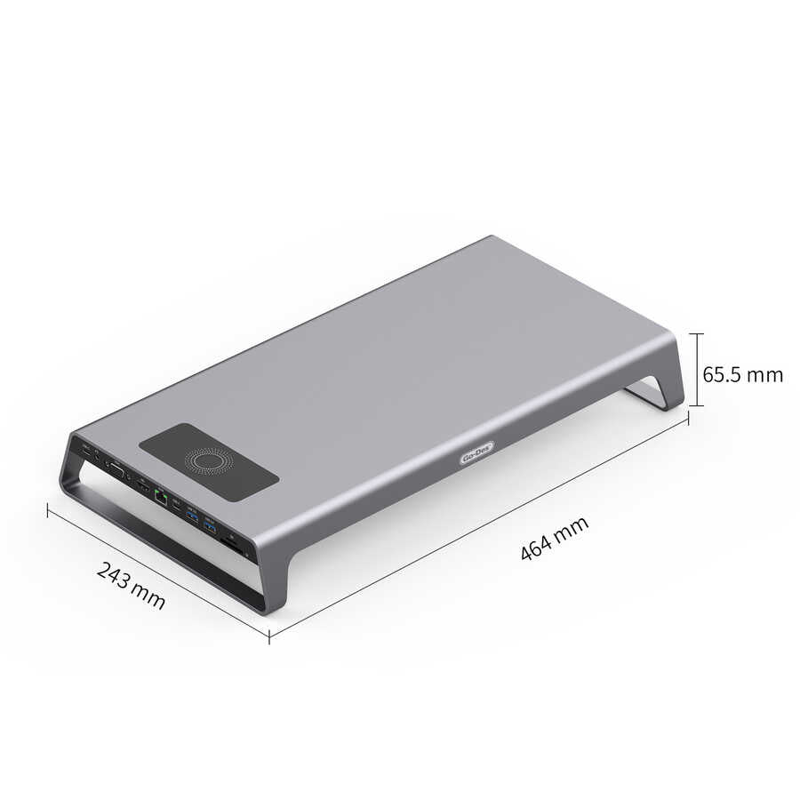 Go Des GD-9128 Hub ve Kablosuz Şarj Destekli Laptop Standı Docking Station Stand
