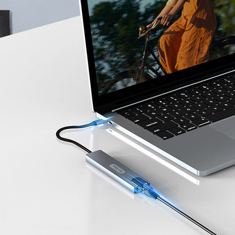Go Des GD-9218 Type-C Bağlantılı 8in1 USB3.0 + PD + Hdmi 4K Ultra HD + RJ45 + SD/TF Bağlantılı Hub Adaptör