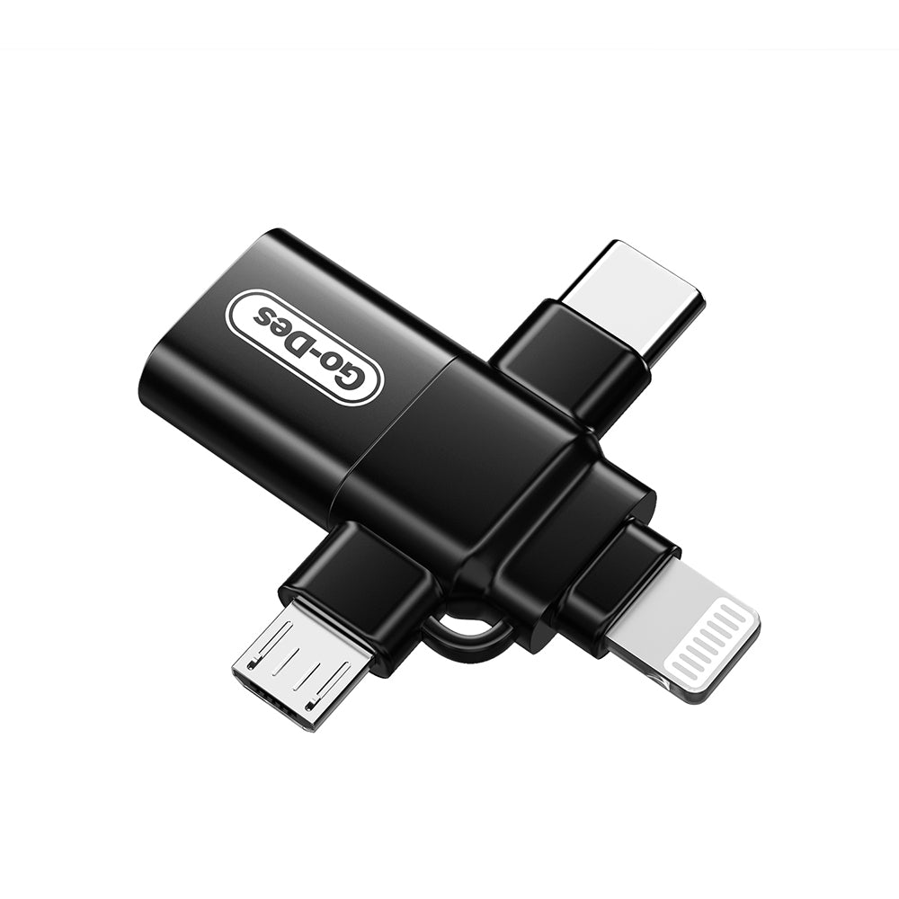 Go Des GD-CT196 4in1 Type-C+Lightning+Micro+USB3.0 OTG Dönüştürücü Adaptör