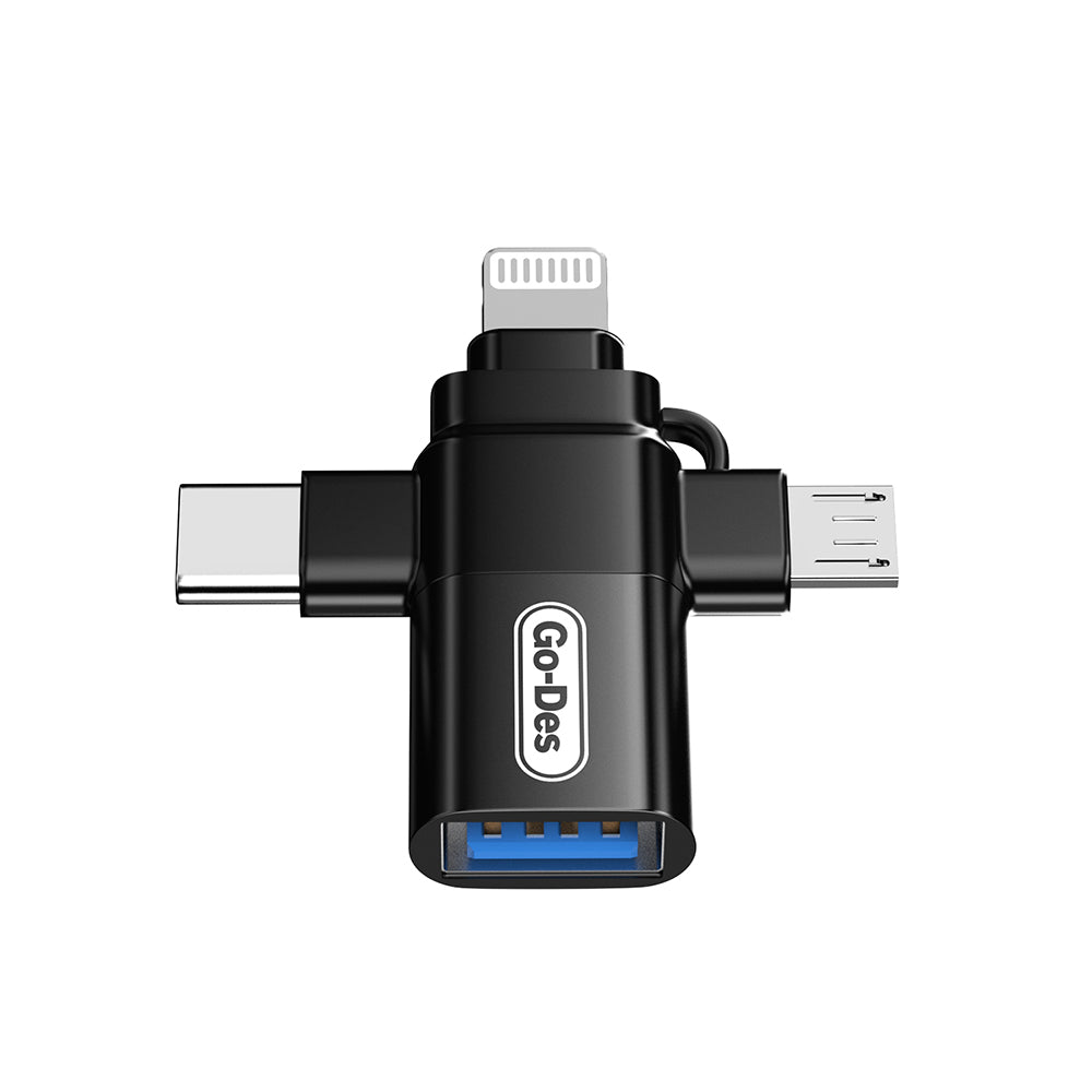 Go Des GD-CT196 4in1 Type-C+Lightning+Micro+USB3.0 OTG Dönüştürücü Adaptör
