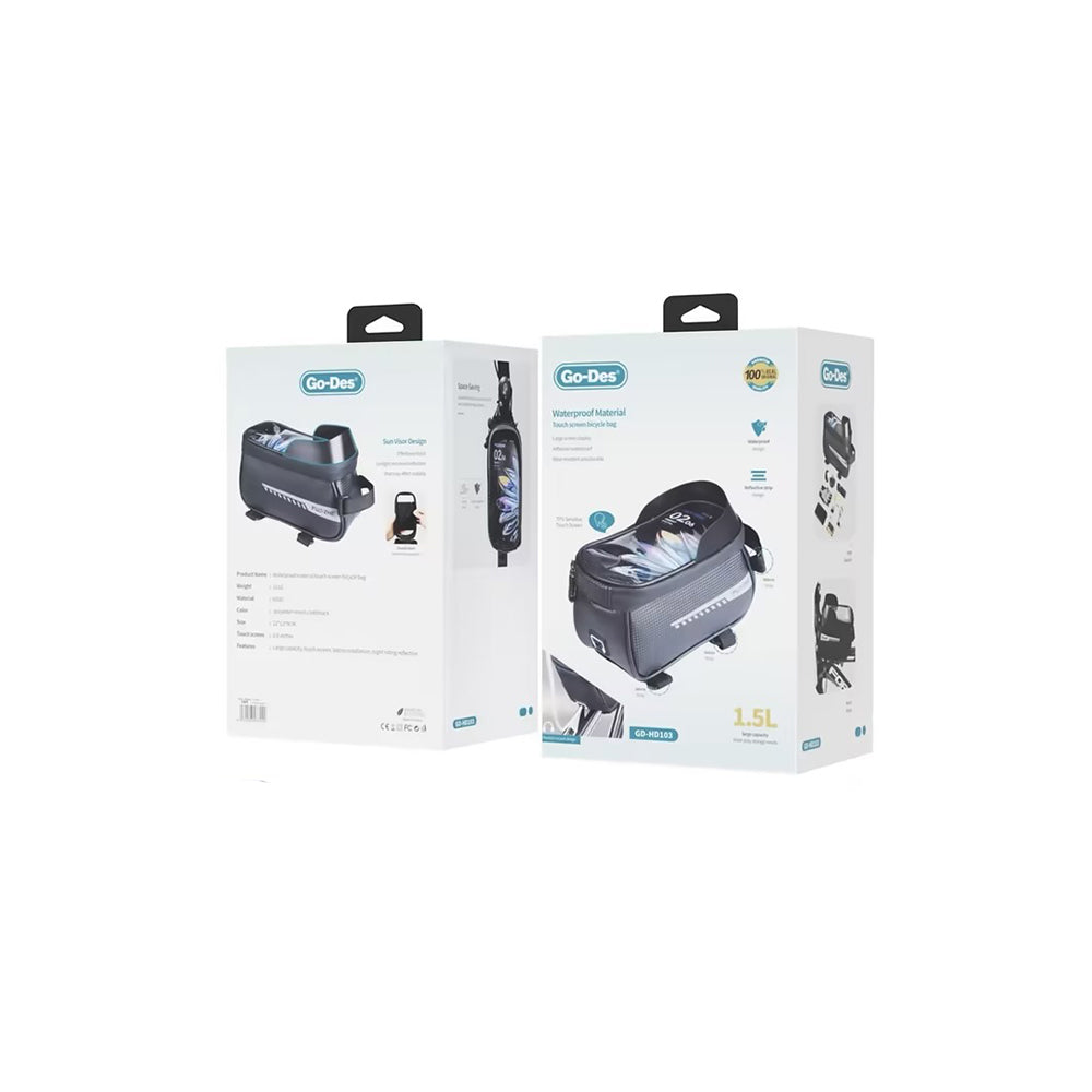 Go Des GD-HD103 Telefonluklu Su Geçirmez Bisiklet Çantası 1.5 Litre