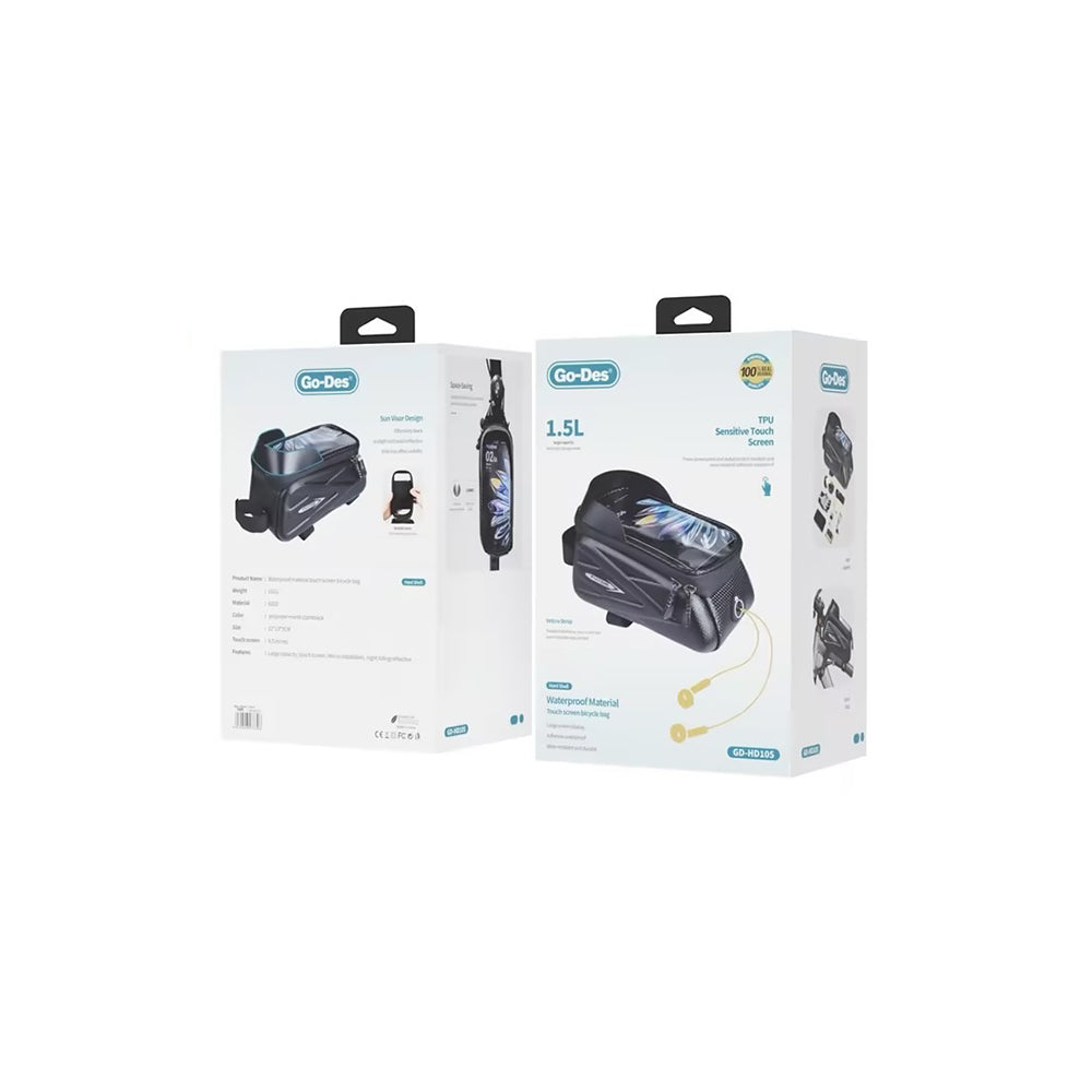 Go Des GD-HD105 Telefonluklu Su Geçirmez Bisiklet Çantası 1.5 Litre