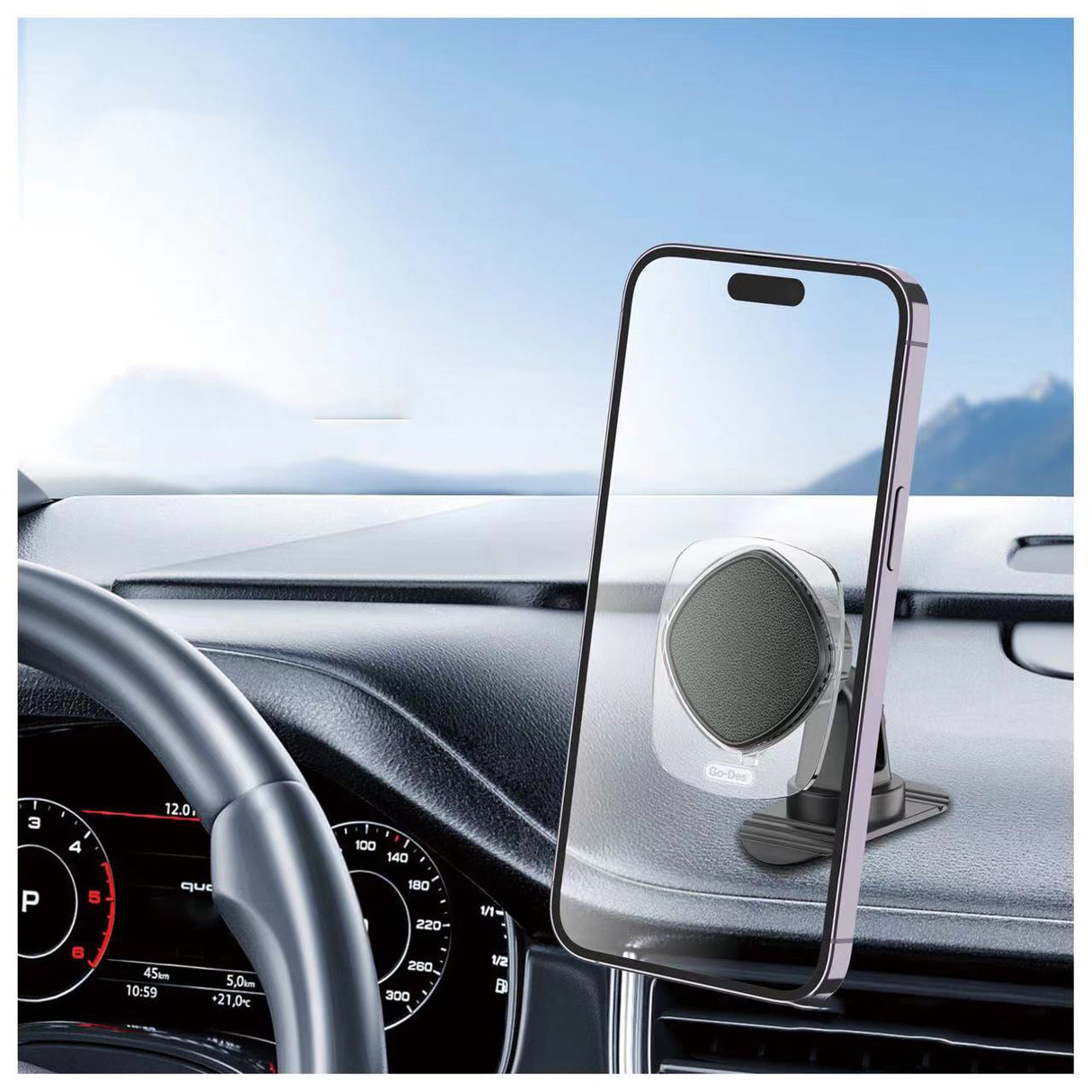Go Des GD-HD935 360 Derece Dönebilen Magnetik Düz Zemin Araç Telefon Tutacağı