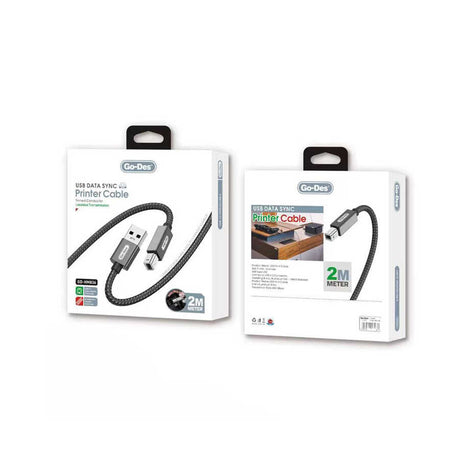 Go Des GD-HM836 USB-A to USB-B 2.0 Örgülü Yazıcı Kablosu 2M