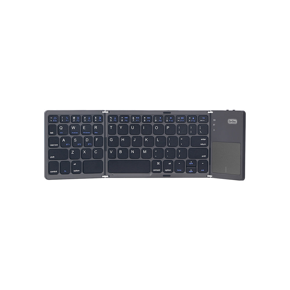 Go Des GD-KB328 Sessiz Tuş Tasarımlı Touch Pad Özellikli Katlanabilir Bluetooth Bağlantılı Kablosuz Klavye