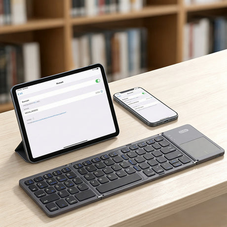 Go Des GD-KB328 Sessiz Tuş Tasarımlı Touch Pad Özellikli Katlanabilir Bluetooth Bağlantılı Kablosuz Klavye