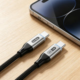 Go Des GD-UC685 Type-C to Type-C Örgü Tasarımlı Hızlı Şarj Özellikli Data ve Şarj Kablosu 140W 1.8M