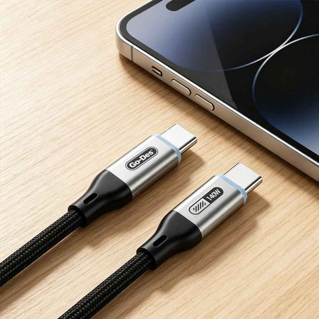 Go Des GD-UC685 Type-C to Type-C Örgü Tasarımlı Hızlı Şarj Özellikli Data ve Şarj Kablosu 140W 1.8M