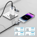 Go Des GD-UC809 4in1 PD Çoklu USB-A + Type-C to Type-C + Lightning Şarj ve Data Kablosu 100W 120cm