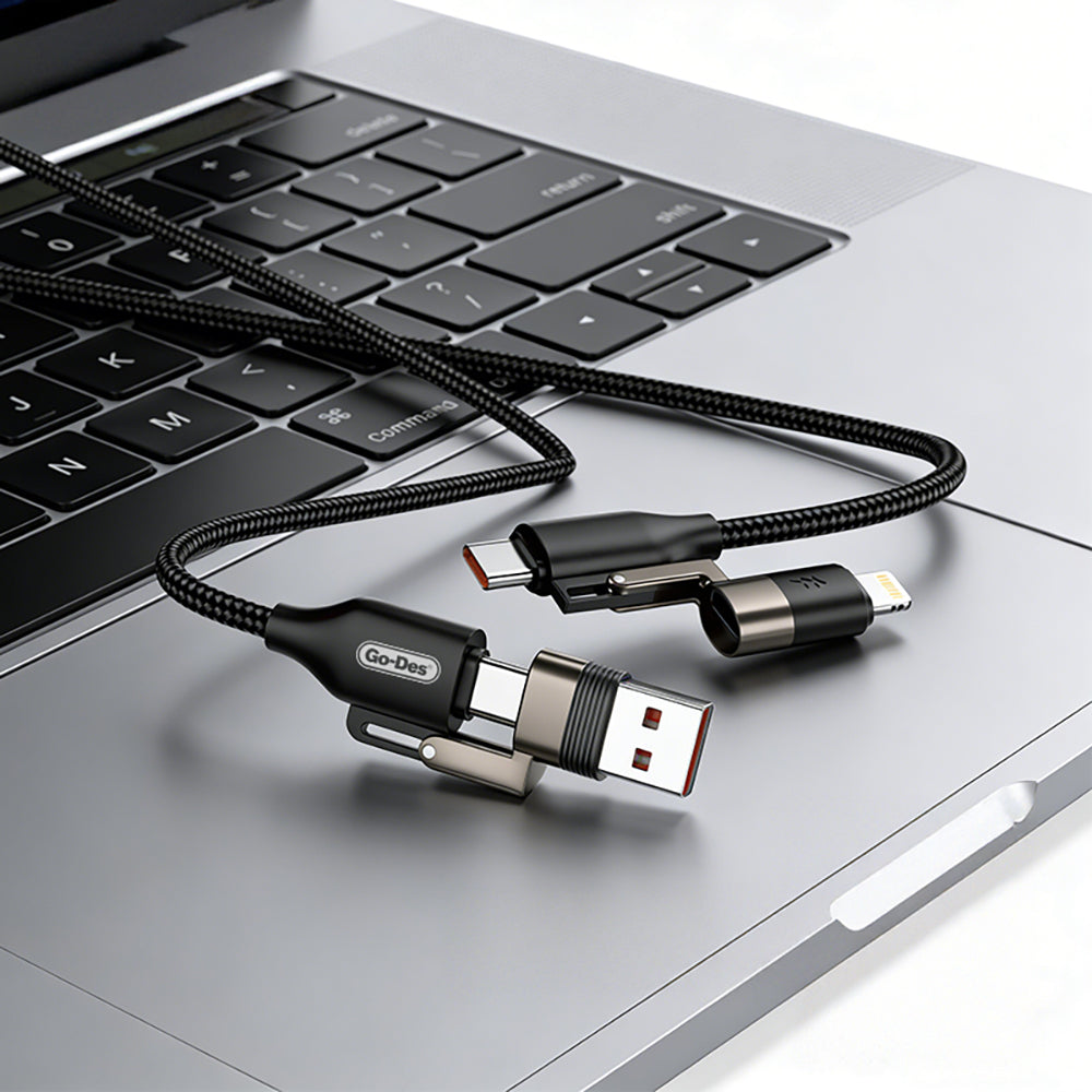 Go Des GD-UC831 4in1 PD Çoklu USB-A + Type-C to Type-C + Lightning Şarj ve Data Kablosu 65W 1.2M