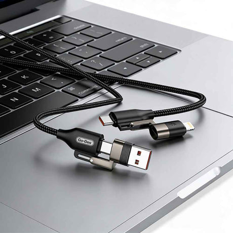 Go Des GD-UC831 4in1 PD Çoklu USB-A + Type-C to Type-C + Lightning Şarj ve Data Kablosu 65W 1.2M