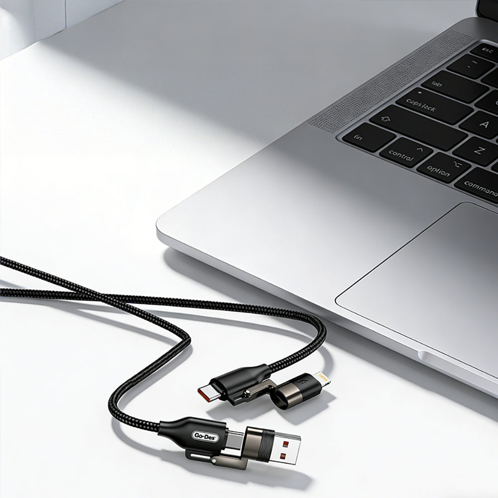 Go Des GD-UC831 4in1 PD Çoklu USB-A + Type-C to Type-C + Lightning Şarj ve Data Kablosu 65W 1.2M