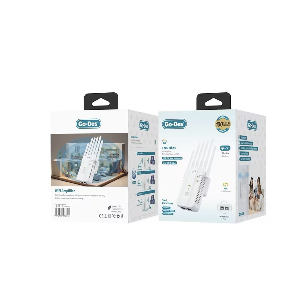 Go Des GD-WPS032 1200Mbps 6 Antenli 5GHz WiFi Sinyal Güçlendirici Router