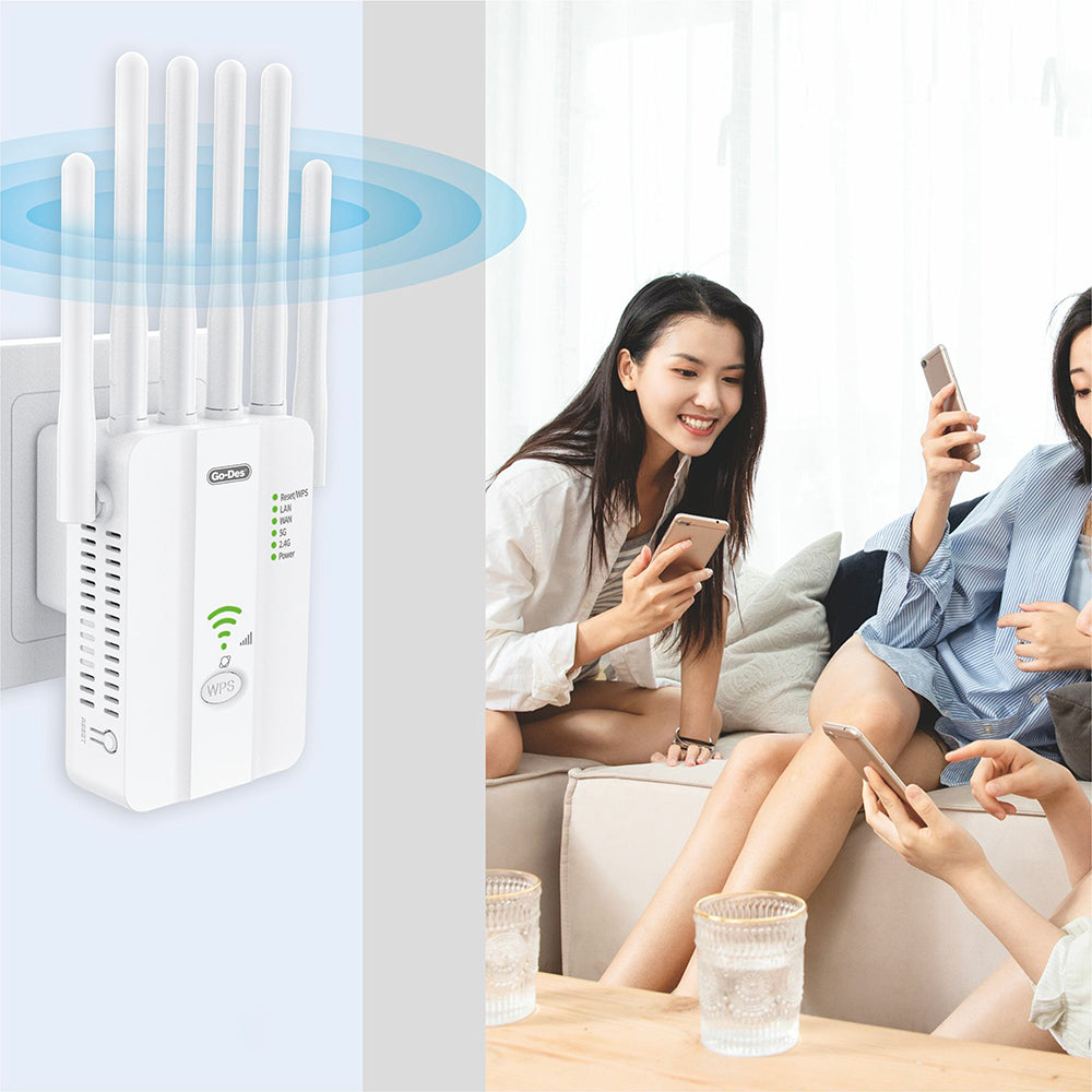 Go Des GD-WPS032 1200Mbps 6 Antenli 5GHz WiFi Sinyal Güçlendirici Router