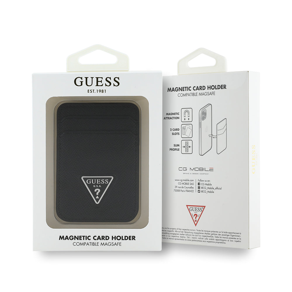 Guess Orjinal Lisanslı 2 Hazneli Üçgen Logolu Deri Magnetik Kartlık