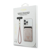 Guess Orjinal Lisanslı 2in1 Bilek Askı İpli 4G Desenli Metal Üçgen Logolu Magnetik Kartlık