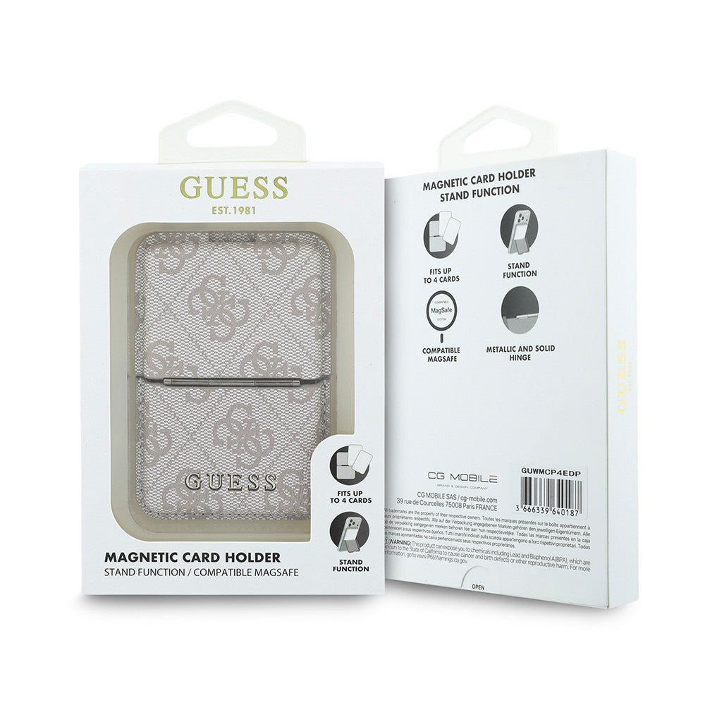 Guess Orjinal Lisanslı 4G Desenli Yazı Logolu Pop-up Magnetik Standlı PU Kartlık