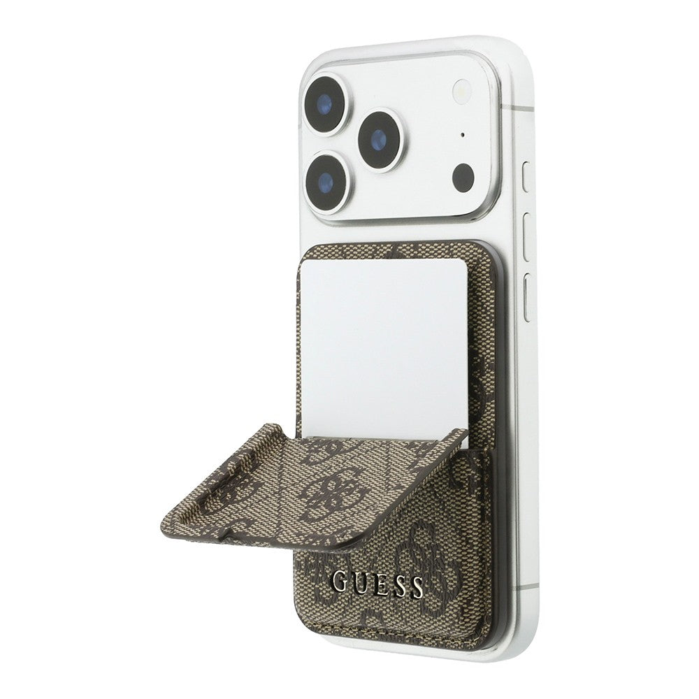 Guess Orjinal Lisanslı 4G Desenli Yazı Logolu Pop-up Magnetik Standlı PU Kartlık