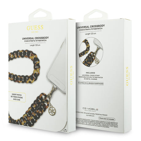 Guess Orjinal Lisanslı 4G Metal Logolu Büyük Zincirli Çapraz Vücut Telefon Askı Kayışı 120cm