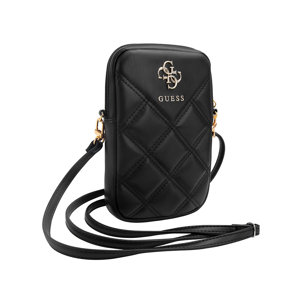 Guess Orjinal Lisanslı 4G Metal Logolu Kapitone Desenli Fermuarlı PU Deri Çapraz Askılı Vücut Çantası