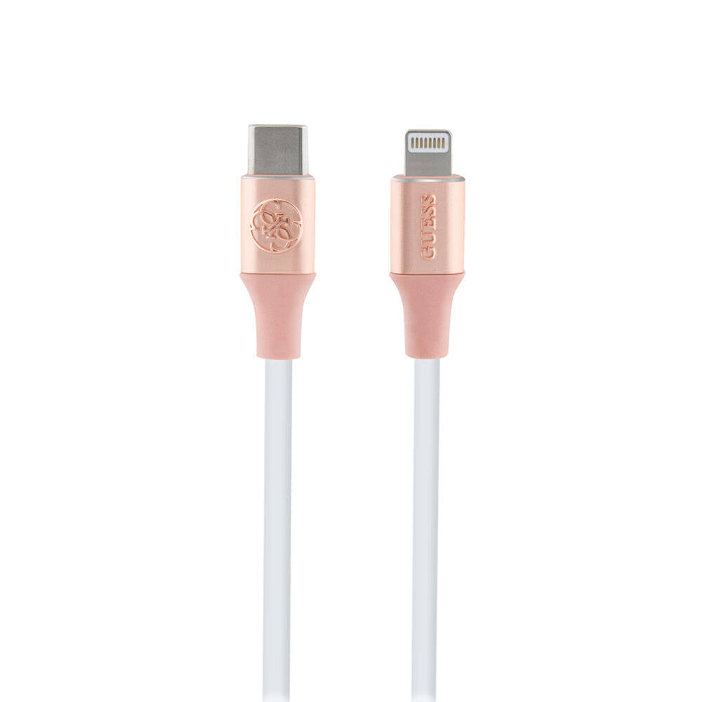 Guess Orjinal Lisanslı 4G ve Yazı Logolu Aydınlatmalı Kablo Ucu Hızlı Şarj Özellikli Type-C To Lightning PD Kablo 3A 1.5m
