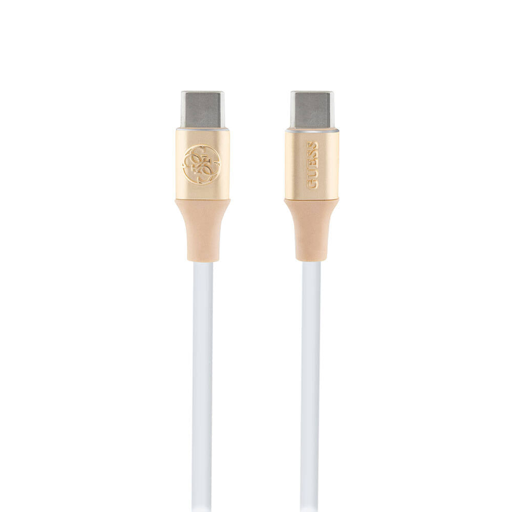 Guess Orjinal Lisanslı 4G ve Yazı Logolu Aydınlatmalı Kablo Ucu Hızlı Şarj Özellikli Type-C To Type-C PD Kablo 3A 1.5m