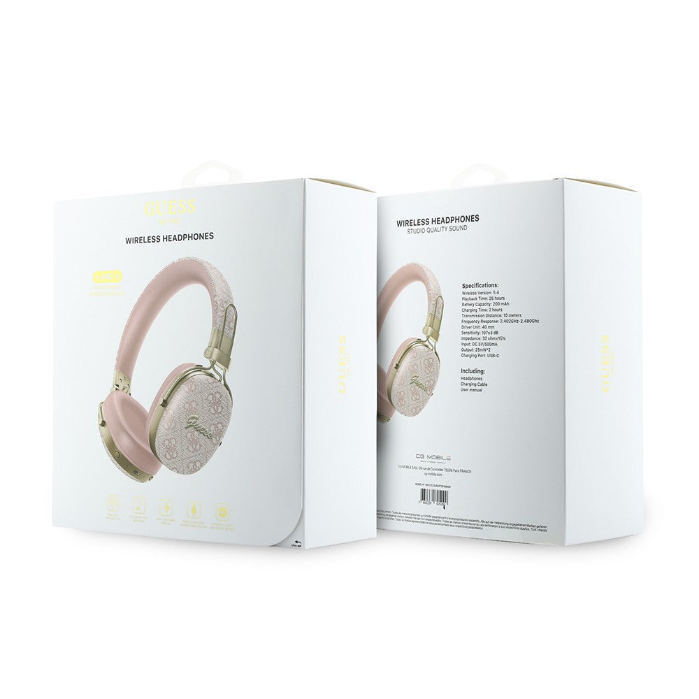 Guess Orjinal Lisanslı ENC Teknolojili PU 4G Desenli Metal Yazı Logolu Kulak Üstü Bluetooth Kulaklık v5.4