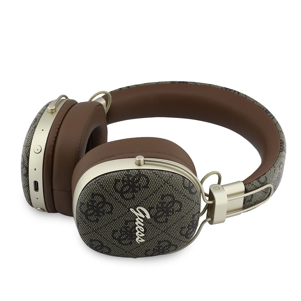 Guess Orjinal Lisanslı ENC Teknolojili PU 4G Desenli Metal Yazı Logolu Kulak Üstü Bluetooth Kulaklık v5.4
