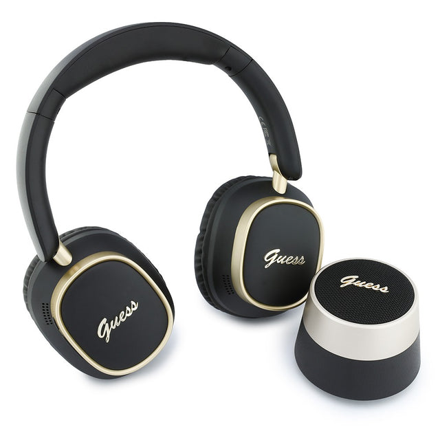 Guess Orjinal Lisanslı Metal Yazı Logolu Kulak Üstü Kulaklık ve Speaker Hoparlör 2in1 Set