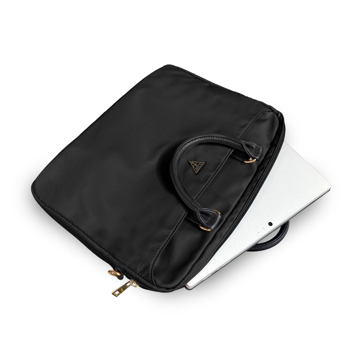 Guess Orjinal Lisanslı Naylon Kumaş Metal Üçgen Logolu Omuz Askılı 15-16 inç Laptop Çantası