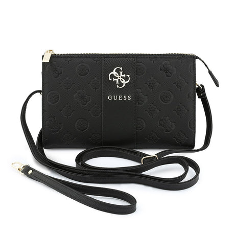 Guess Orjinal Lisanslı Peony ve 4G Desenli Şerit Detaylı Metal Logolu Omuz Askılı El Çantası