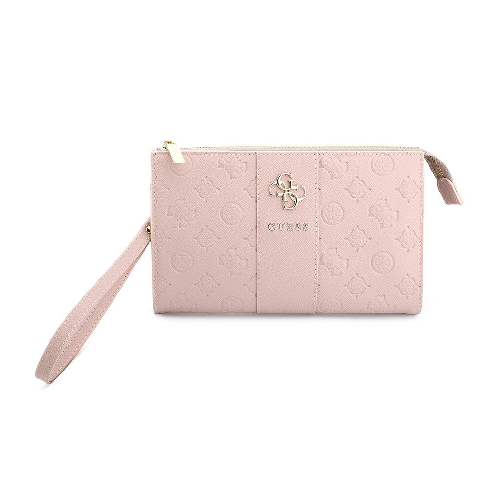 Guess Orjinal Lisanslı Peony ve 4G Desenli Şerit Detaylı Metal Logolu Omuz Askılı El Çantası