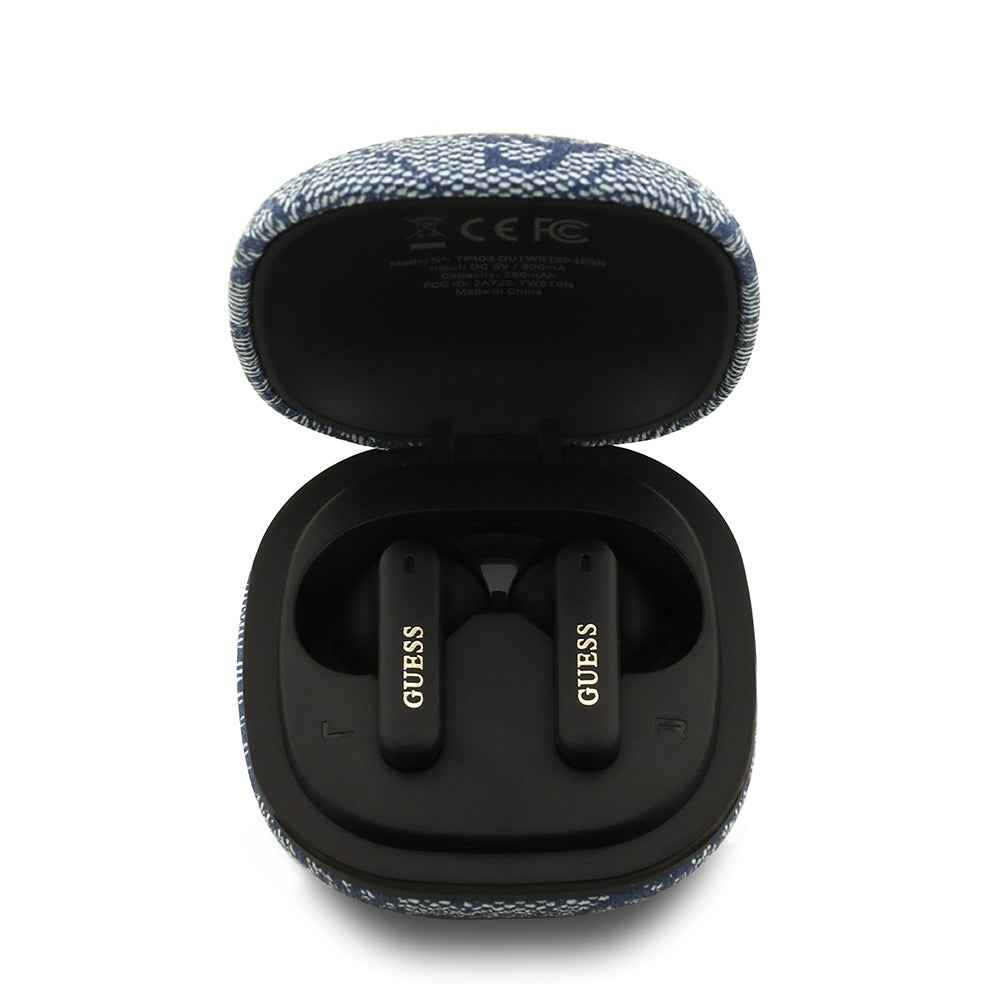 Guess Orjinal Lisanslı PU 4G Desenli Klasik Metal Yazı Logolu TWS Kulak İçi Bluetooth Kulaklık