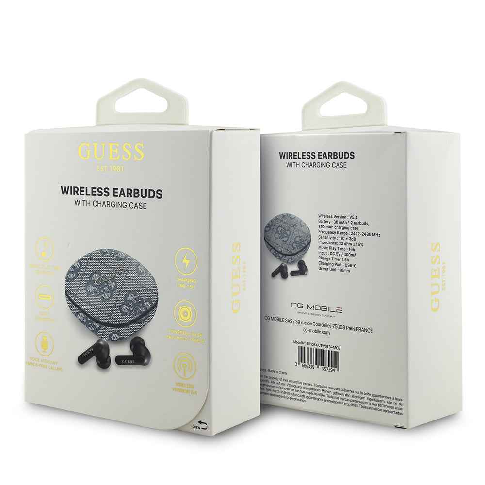 Guess Orjinal Lisanslı PU 4G Desenli Klasik Metal Yazı Logolu TWS Kulak İçi Bluetooth Kulaklık