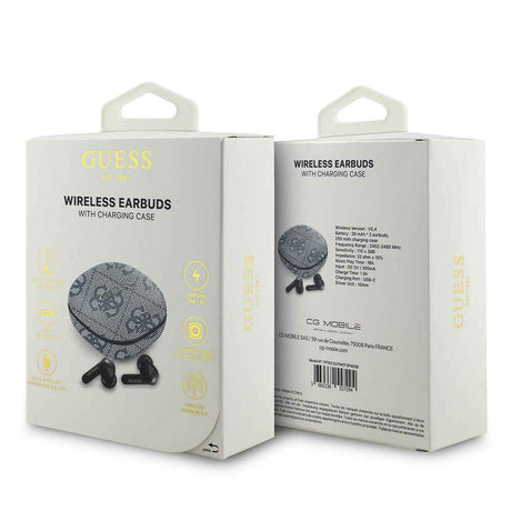 Guess Orjinal Lisanslı PU 4G Desenli Klasik Metal Yazı Logolu TWS Kulak İçi Bluetooth Kulaklık