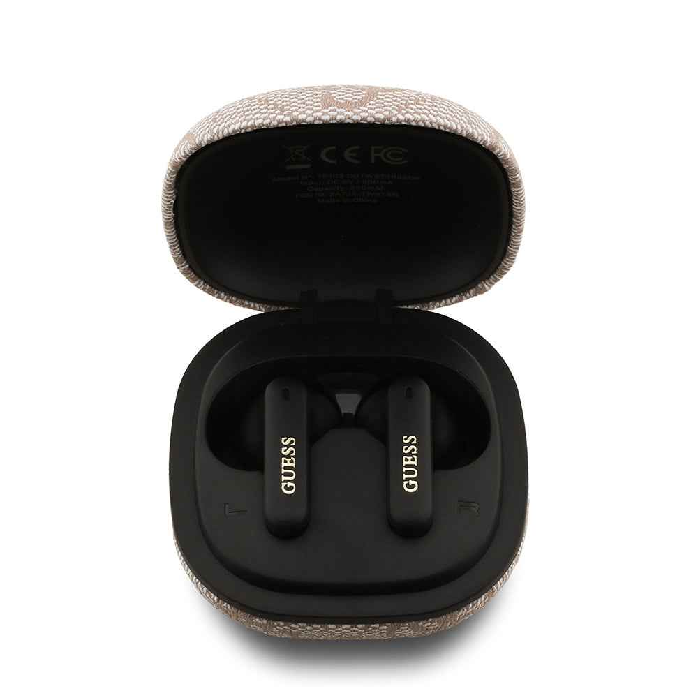 Guess Orjinal Lisanslı PU 4G Desenli Klasik Metal Yazı Logolu TWS Kulak İçi Bluetooth Kulaklık