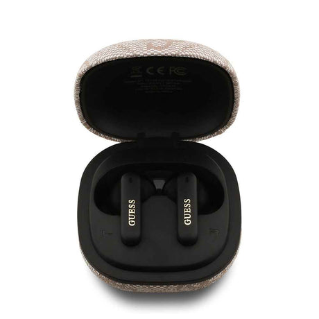 Guess Orjinal Lisanslı PU 4G Desenli Klasik Metal Yazı Logolu TWS Kulak İçi Bluetooth Kulaklık