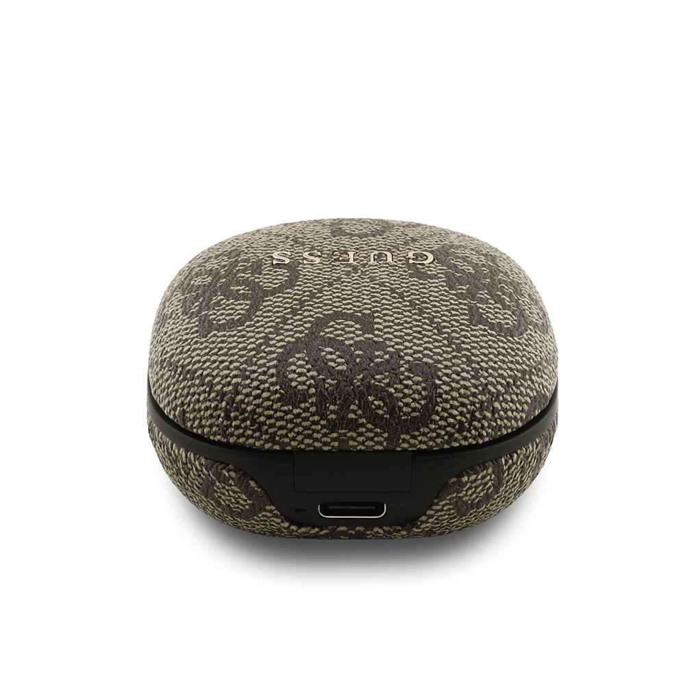 Guess Orjinal Lisanslı PU 4G Desenli Klasik Metal Yazı Logolu TWS Kulak İçi Bluetooth Kulaklık