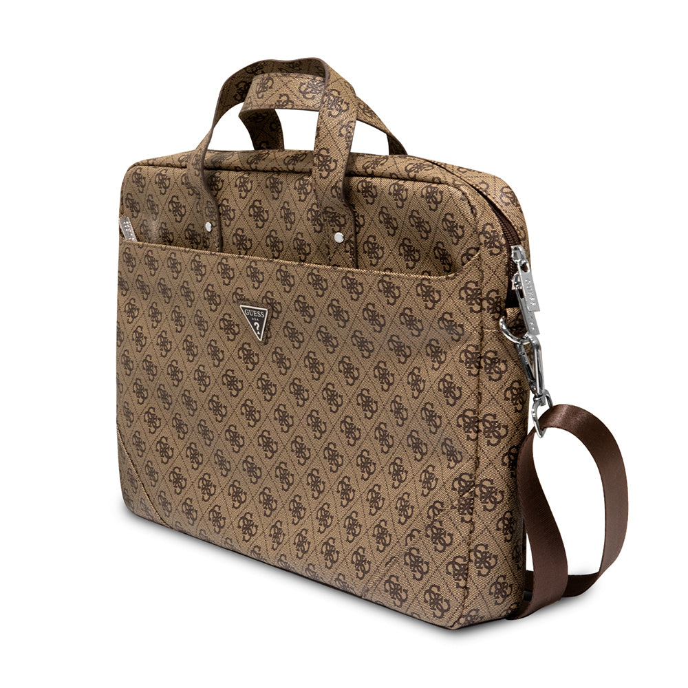 Guess Orjinal Lisanslı Sıcak Damgalı 4G Desenli Üçgen Logolu Omuz Askılı 15-16 inç Laptop Çantası