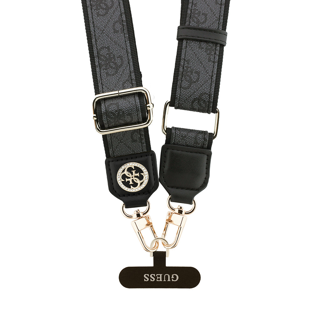 Guess Orjinal Lisanslı Taşlı 4G Metal Logolu Çapraz Vücut Telefon Askı Kayışı 150cm
