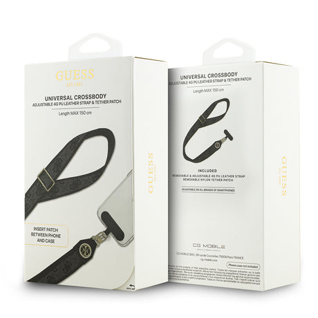 Guess Orjinal Lisanslı Taşlı 4G Metal Logolu Çapraz Vücut Telefon Askı Kayışı 150cm