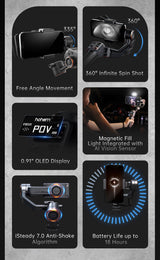 Hohem iSteady M6 3 Eksenli El Tipi AI Yapay Zeka Görüş Sensörlü Gimbal Stabilizatör