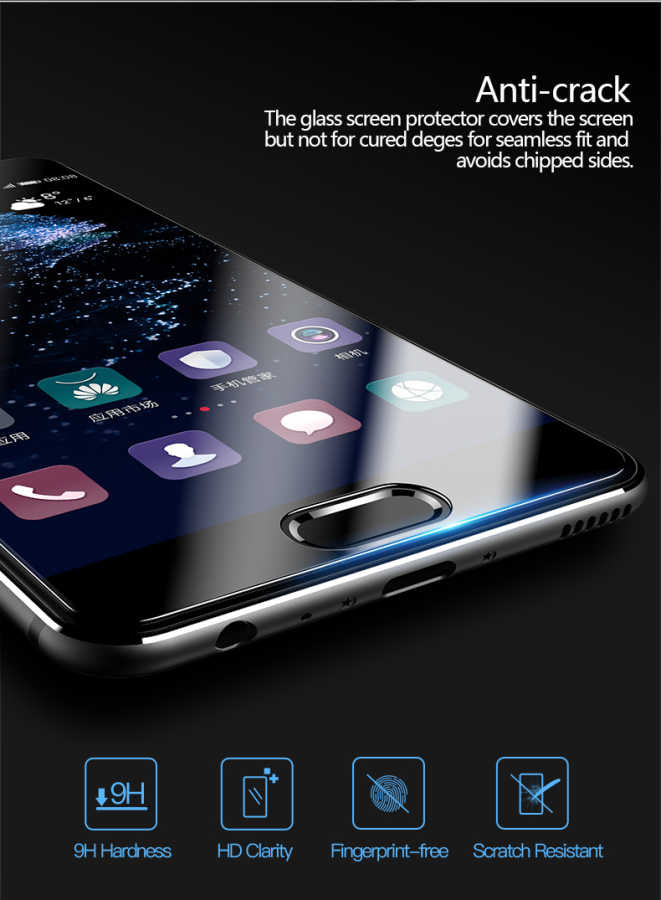 Huawei P10 Plus Zore Ekranı Tam Kaplayan Düz Cam Koruyucu