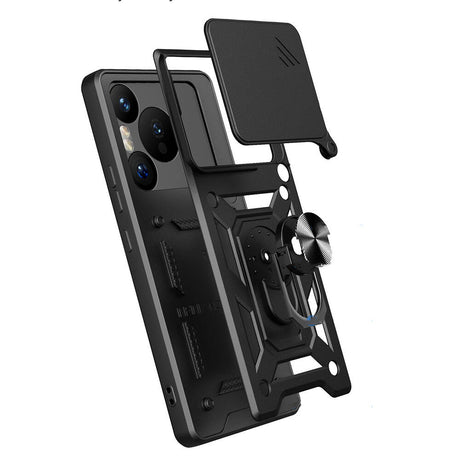 Huawei Pura 70 Pro 5G Kılıf Magnetik Standlı Kamera Korumalı Zore Sürgülü Vega Kapak