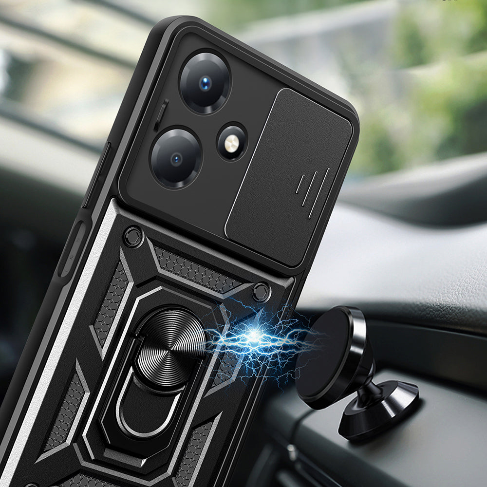 İnfinix Hot 30 Play Kılıf Magnetik Standlı Kamera Korumalı Zore Sürgülü Vega Kapak