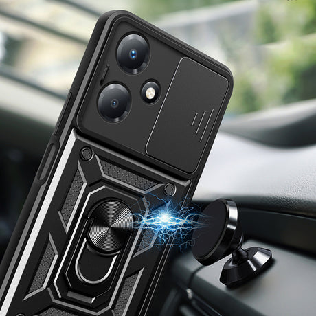 İnfinix Hot 30 Play Kılıf Magnetik Standlı Kamera Korumalı Zore Sürgülü Vega Kapak