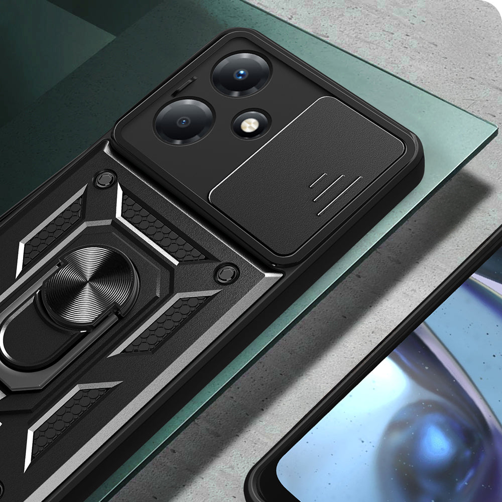 İnfinix Hot 30 Play Kılıf Magnetik Standlı Kamera Korumalı Zore Sürgülü Vega Kapak