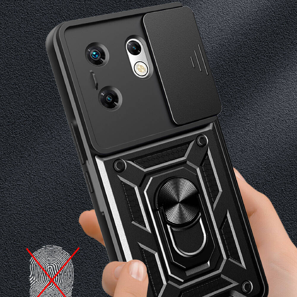 İnfinix Zero 30 4G Kılıf Magnetik Standlı Kamera Korumalı Zore Sürgülü Vega Kapak